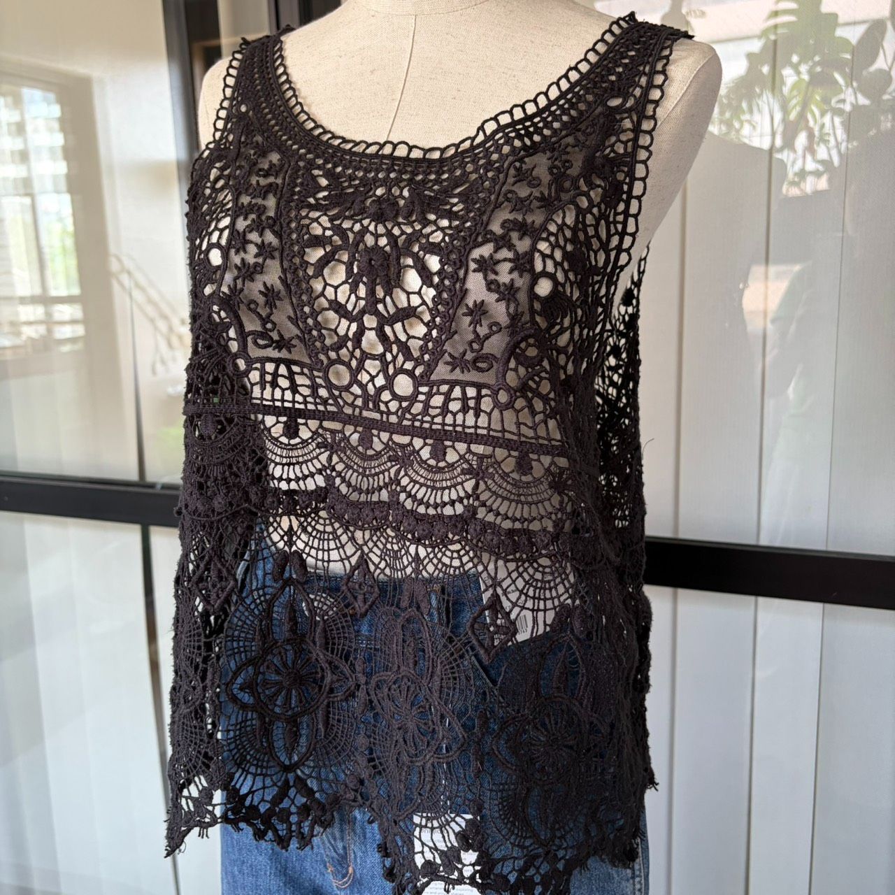 journal standard luxe クロシェレース タンクトップ ブラック