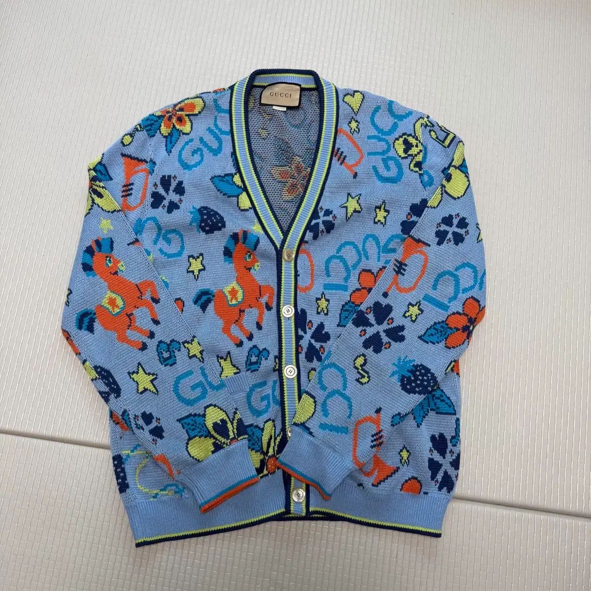 グッチ 馬 パータン ブルー カーディガン