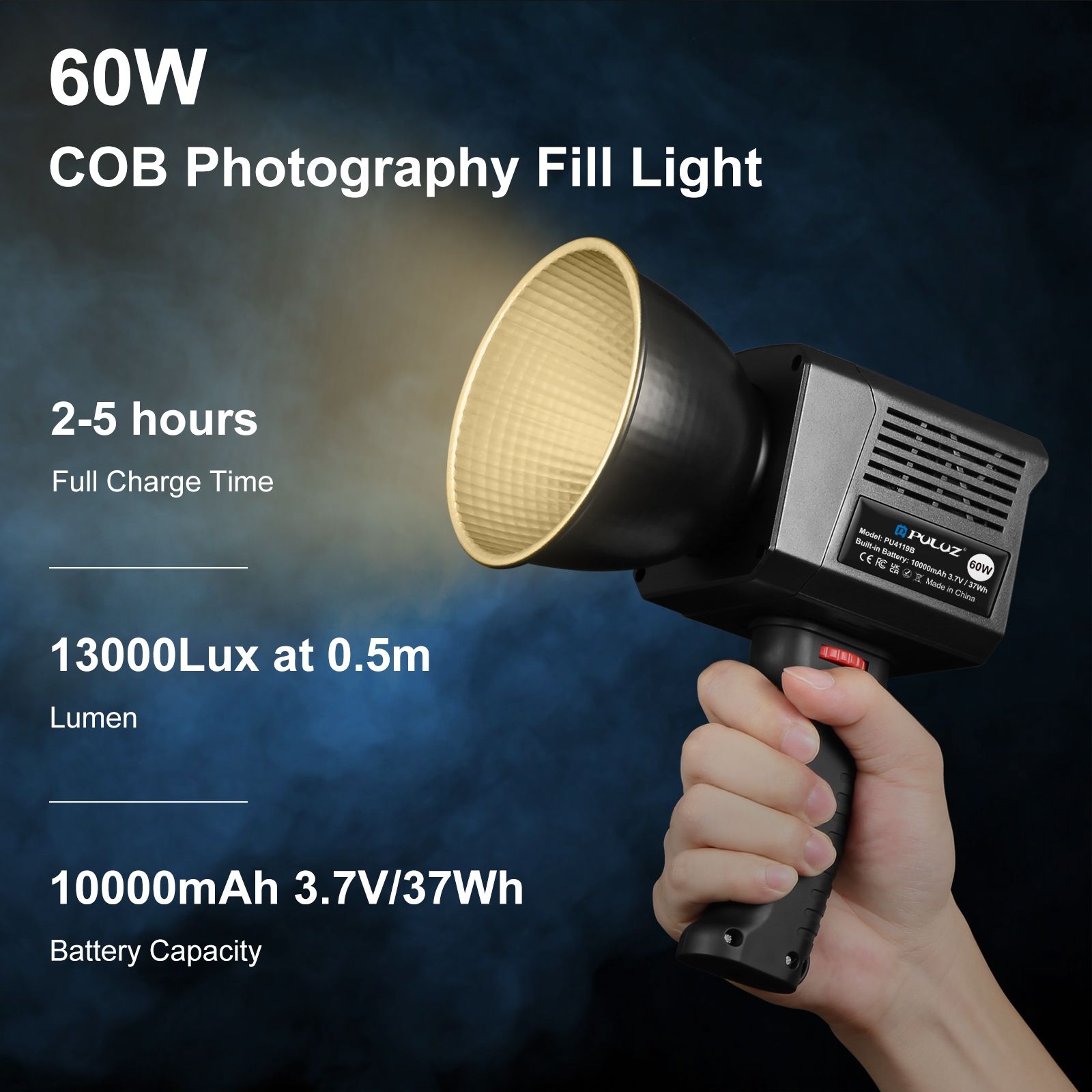 PULUZ 60W COB LED ビデオライト ハンドヘルドフィルライト 2500K-6500K 9,706円