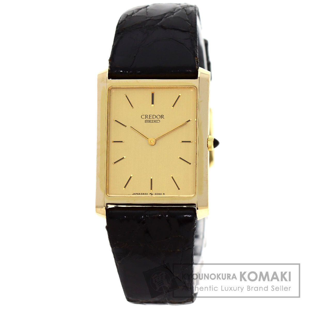 SEIKO セイコー 5930-5090 クレドール スクエアフェイス 腕時計 K14YG 革 メンズ [中古]