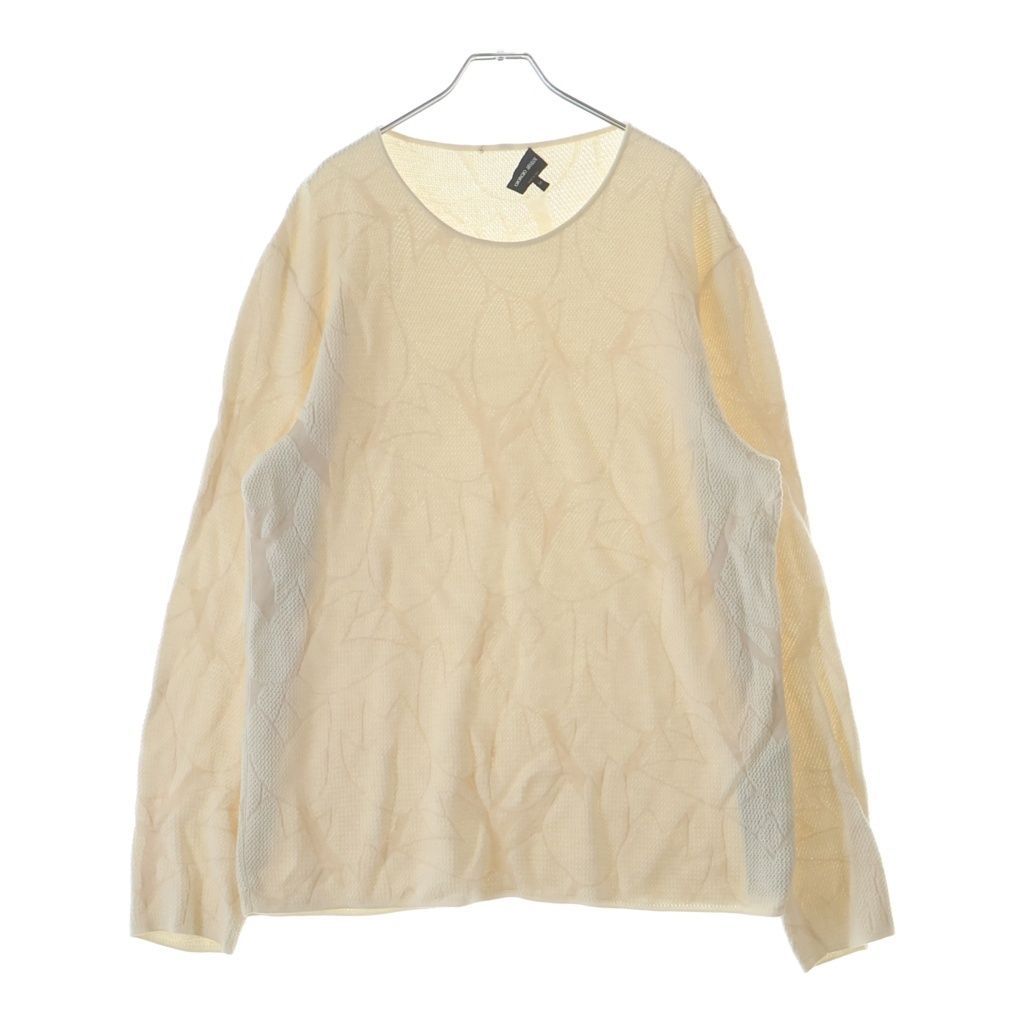 GIORGIO ARMANI (ジョルジオアルマーニ) ボタニカル柄 コットン クルーネック 長袖Tシャツ ホワイト 3LSM29 SM36Z