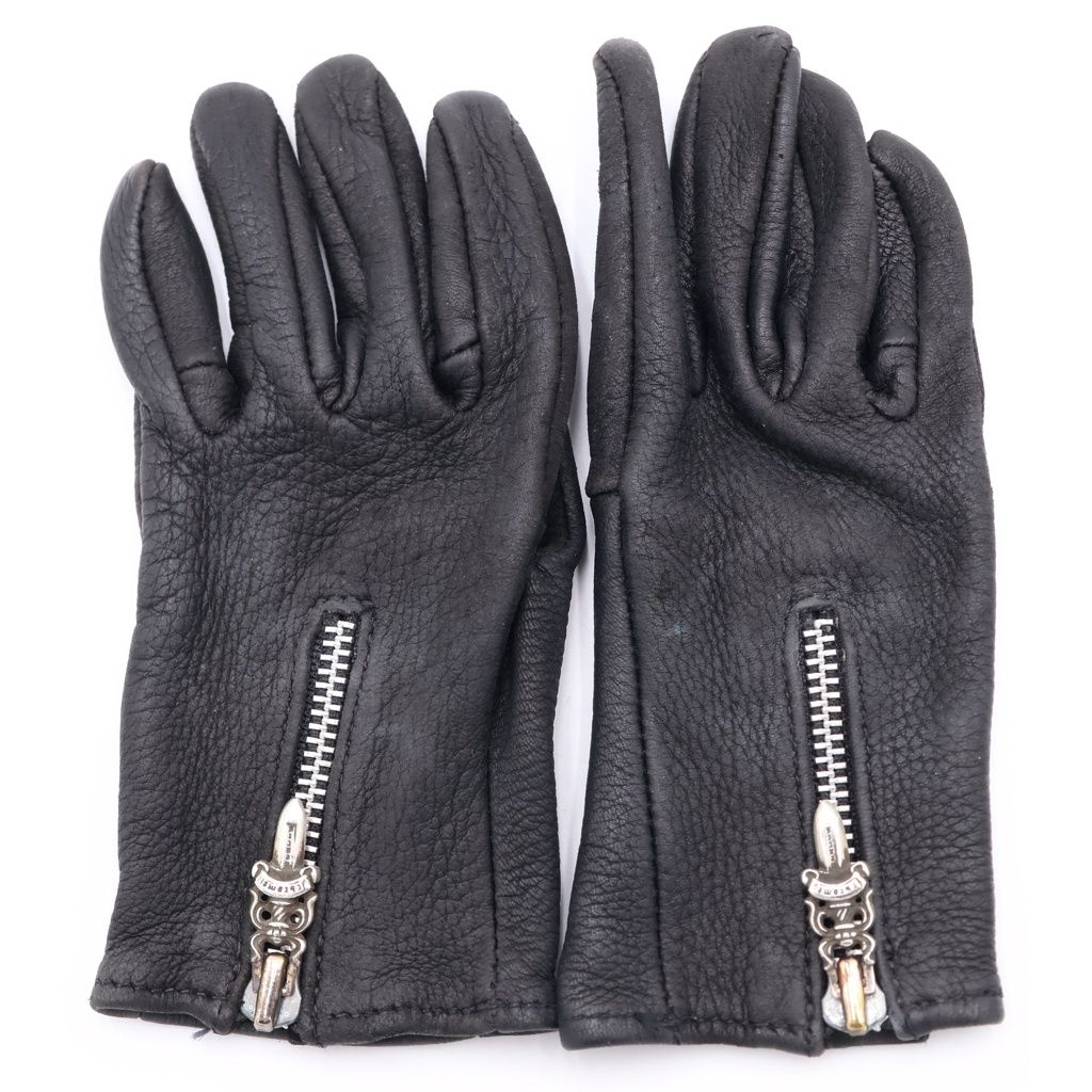 CHROME HEARTS (クロムハーツ) DGR ZIP GROVE ダガージップ レザーグローブ ブラック