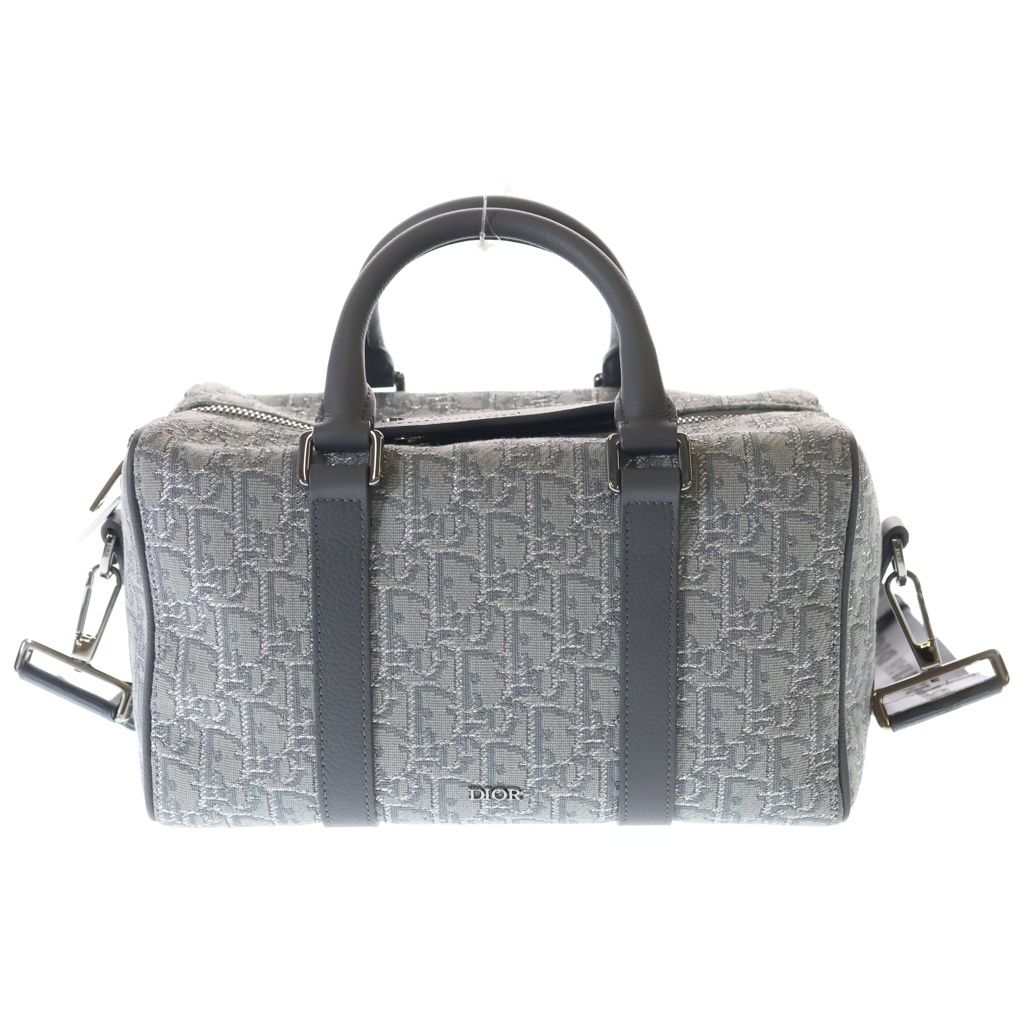Christian Dior (クリスチャンディオール) ランゴ26 オブリーク サドル キャンバス レザー 2WAY ハンド ショルダー バッグ シルバー金具 グレー