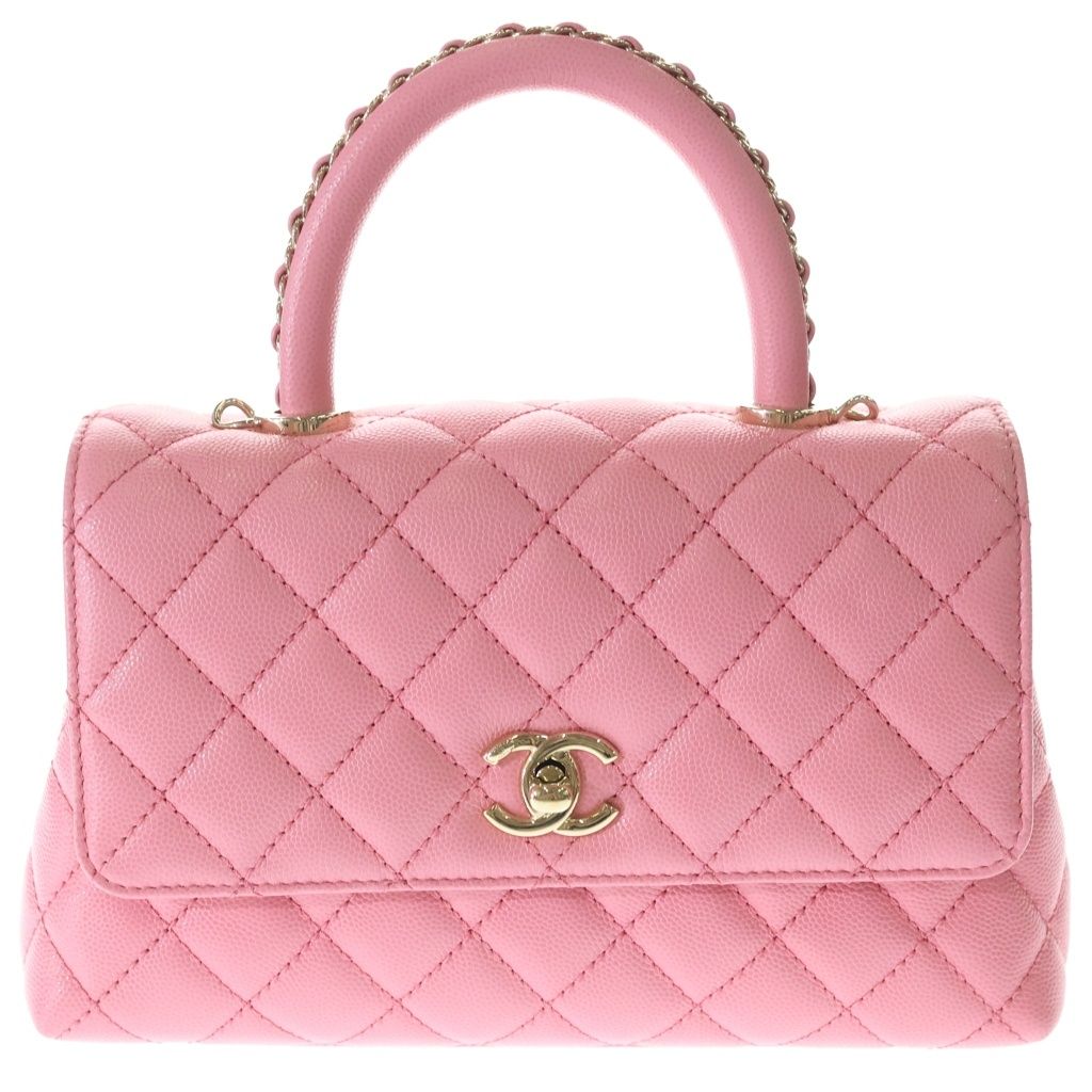 CHANEL (シャネル) マトラッセ ココハンドル24 2WAYハンドバッグ ショルダーバッグ チェーンハンドル ピンク キャビアスキン A92990 ゴールド金具