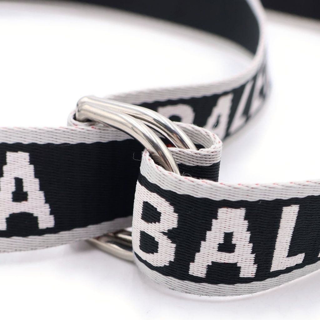 BALENCIAGA (バレンシアガ) Dリング ロゴ ベルト ポリエステル グレー