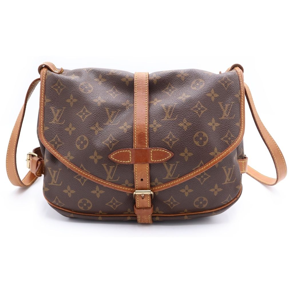 LOUIS VUITTON (ルイヴィトン) モノグラム ソミュール30 ショルダーバッグ ブラウン レザー×PVC M42256 ゴールド金具
