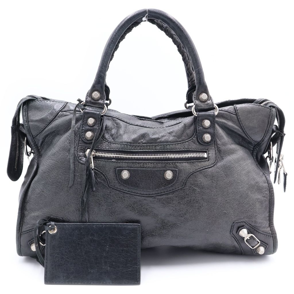 BALENCIAGA (バレンシアガ) ザ・シティ 2WAYハンドバッグ ショルダーバッグ ブラック レザー 281770 シルバー金具