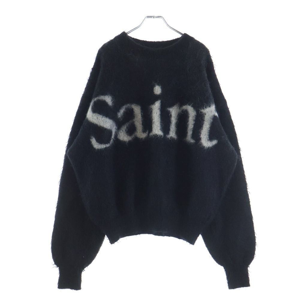 SAINT MICHAEL (セントマイケル) 23AW CREW NECK KNIT フロントロゴ クルーネックニット セーター ブラック SM-A23-0000-042
