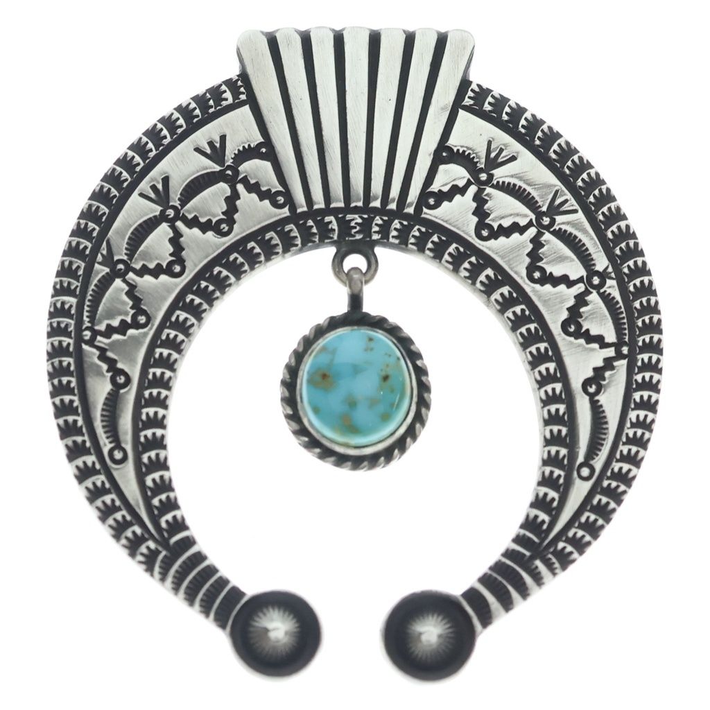 INDIAN JEWELRY (インディアンジュエリー) NAVAJO Herman Smith ナバホ族 ハーマンスミス スタンプワークビッグナジャペンダントトップ シルバー/ブルー 36,394円