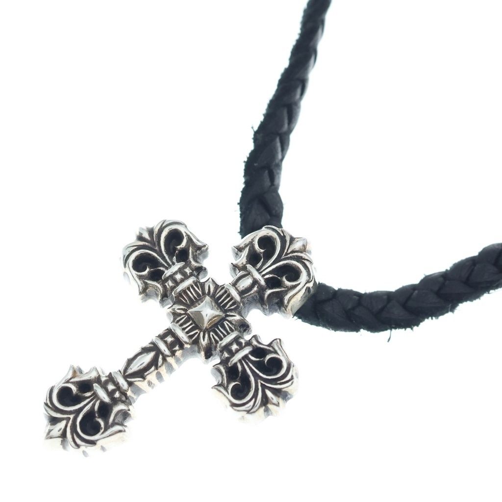 CHROME HEARTS クロムハーツ FILIG CROSS-XSM LB フィリグリー クロス レザーブレイド ネックレス シルバー - CHROME HEARTS (クロムハーツ) FILIG CROSS-XSM LB フィリグリー