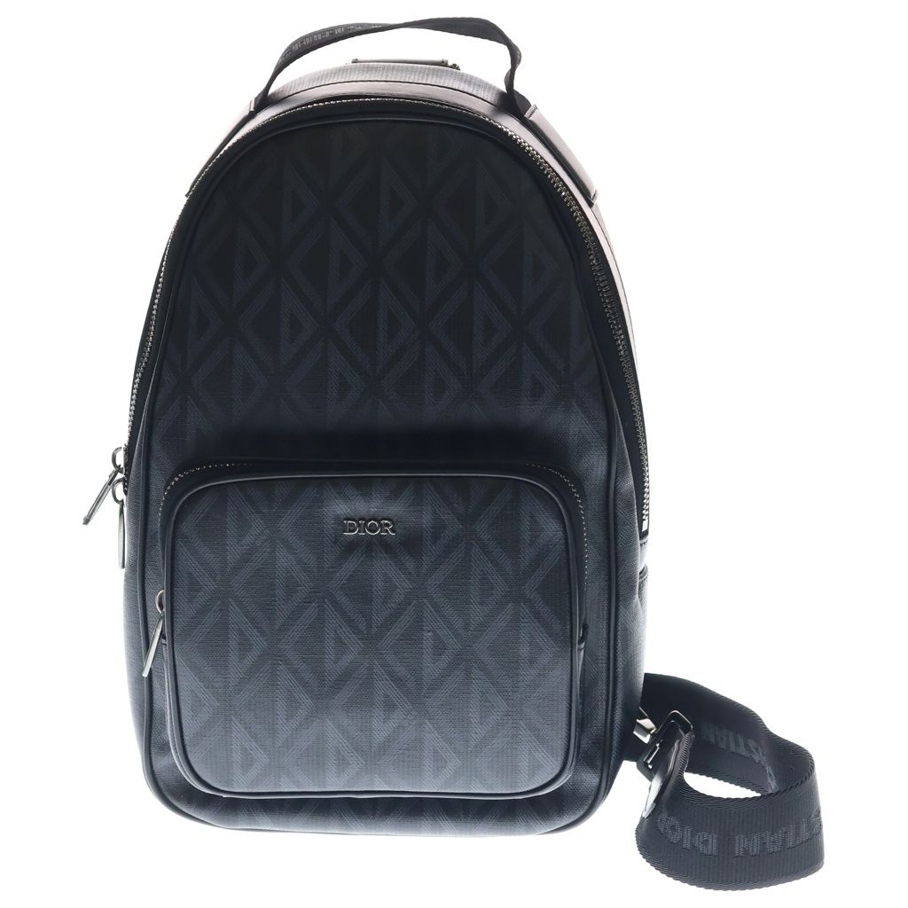 Christian Dior (クリスチャンディオール) RIDER CDダイヤモンド ミニスリングバッグ ウエストバッグ ショルダーバッグ ブラック CDダイヤモンドキャンバス 1ESBO038CDP シルバー金具