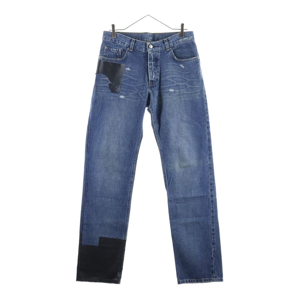HELMUT LANG (ヘルムートラング) 03SS Rubber Tape Jeans ラバーテープデニムパンツ 本人期 ストレートジーンズ インディゴ/ブラック 745 HR0035 XQ9