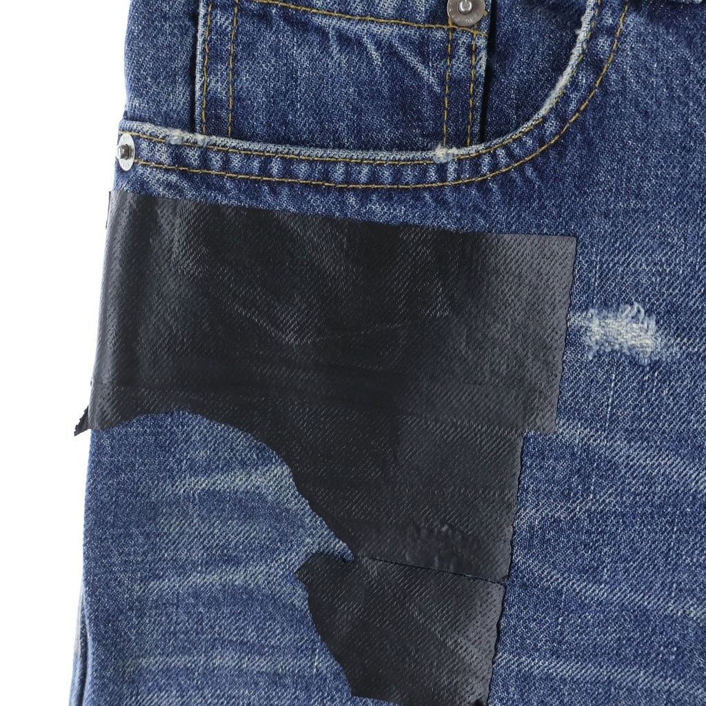 HELMUT LANG ヘルムートラング 03SS Rubber Tape Jeans ラバーテープデニムパンツ 本人期 ストレートジーンズ インディゴ/ブラック 745 HR0035 XQ9 HELMUT LANG (ヘルムートラング) 03SS Rubber Tape Jeans ラバーテープ