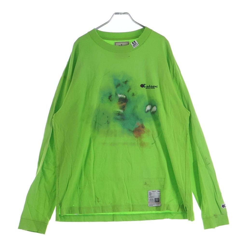 MAISON MIHARAYASUHIRO (メゾンミハラヤスヒロ) 23SS Distressed L/S Tee ディストレスト 両面プリント 長袖Tシャツ カットソー ライトグリーン J10LT531