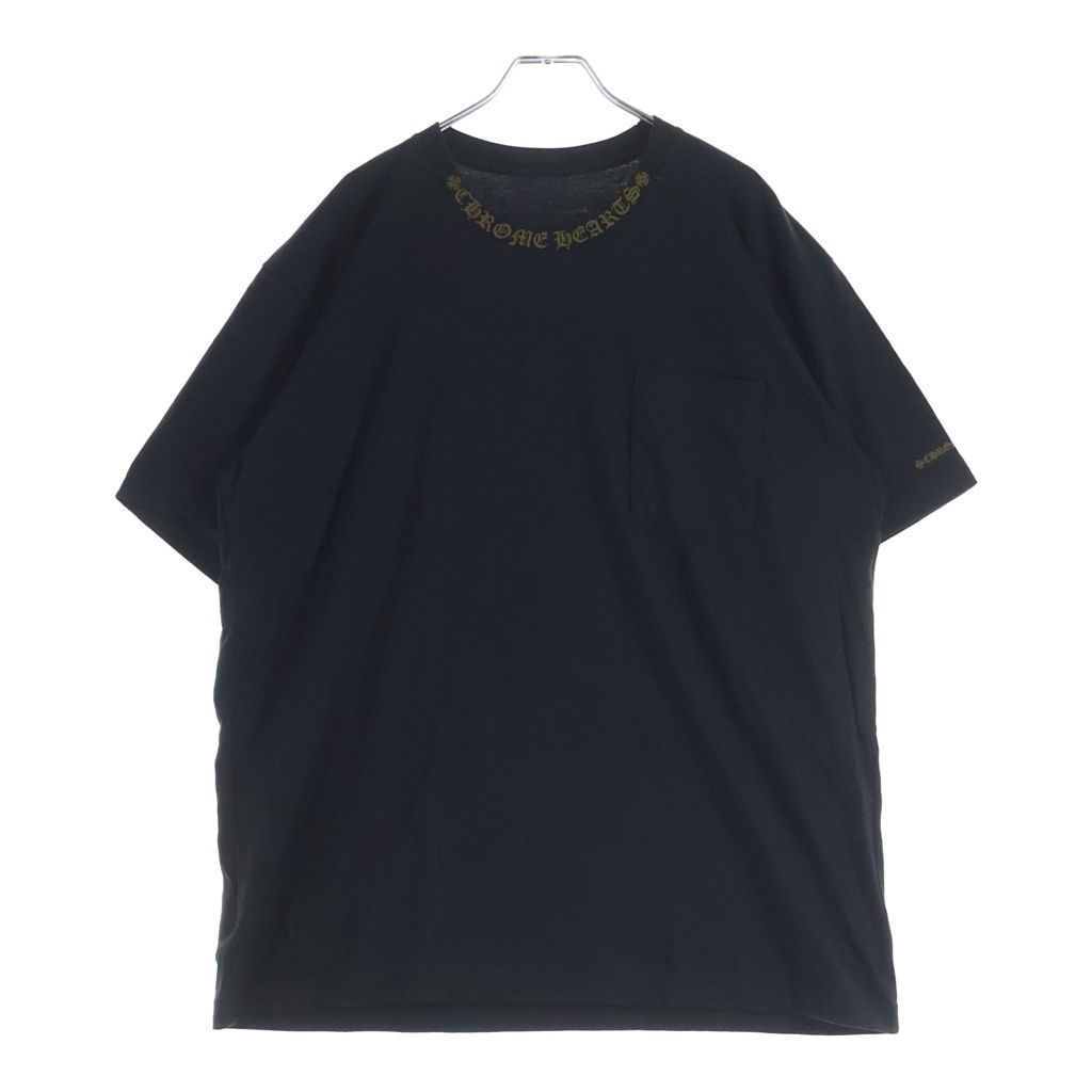 CHROME HEARTS (クロムハーツ) Neck Logo S/S TEE ネックロゴ 半袖Tシャツ カットソー ブラック/ゴールド