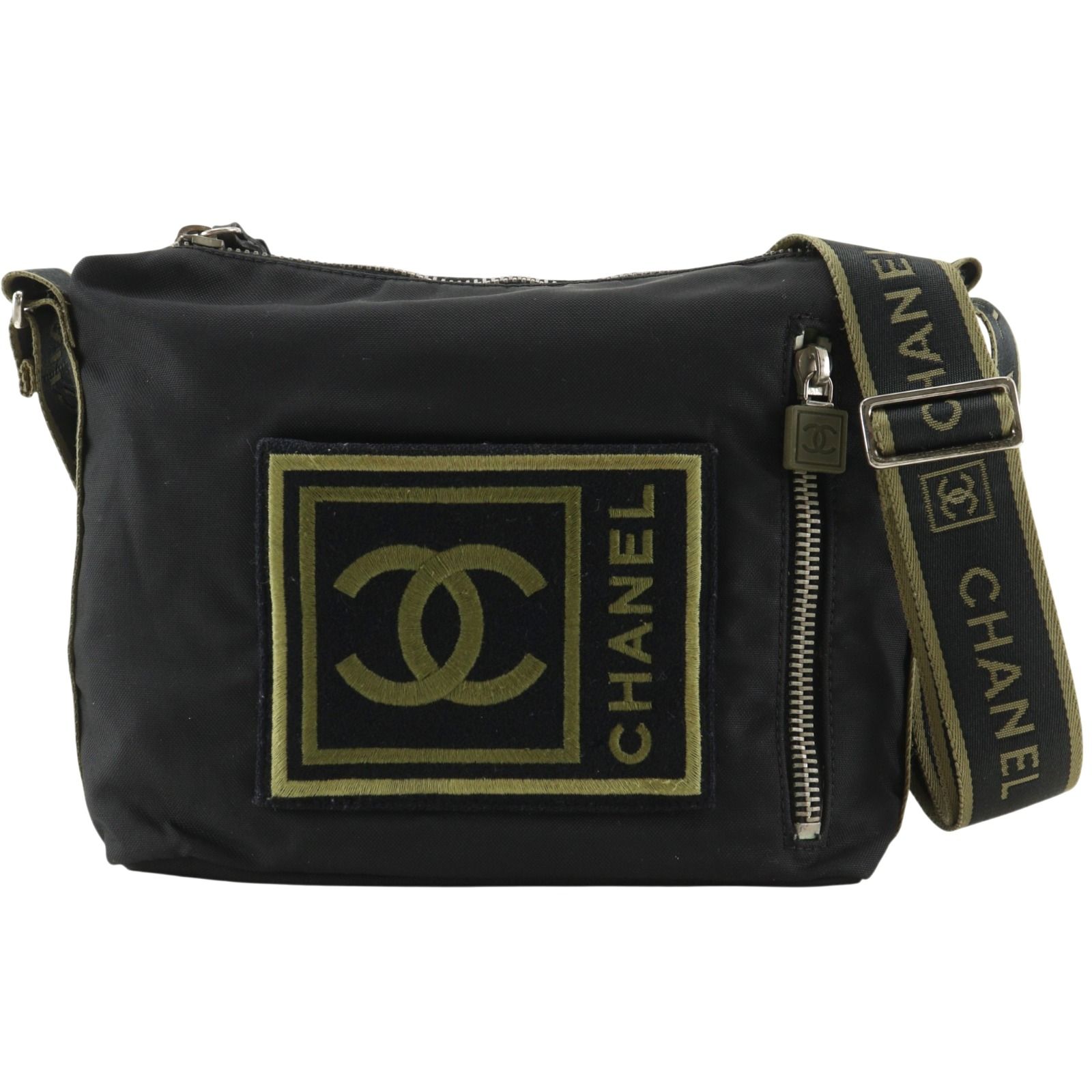 【CHANEL】シャネル スポーツライン ナイロンキャンバス 黒/カーキ レディース ショルダーバッグ