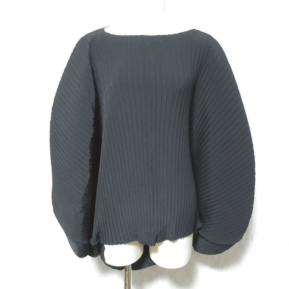 美品 ISSEY MIYAKE イッセイミヤケ サークル プルオーバー ブラウス カットソー IM63FJ174 サイズ2 ブラック レディース 古着  USED