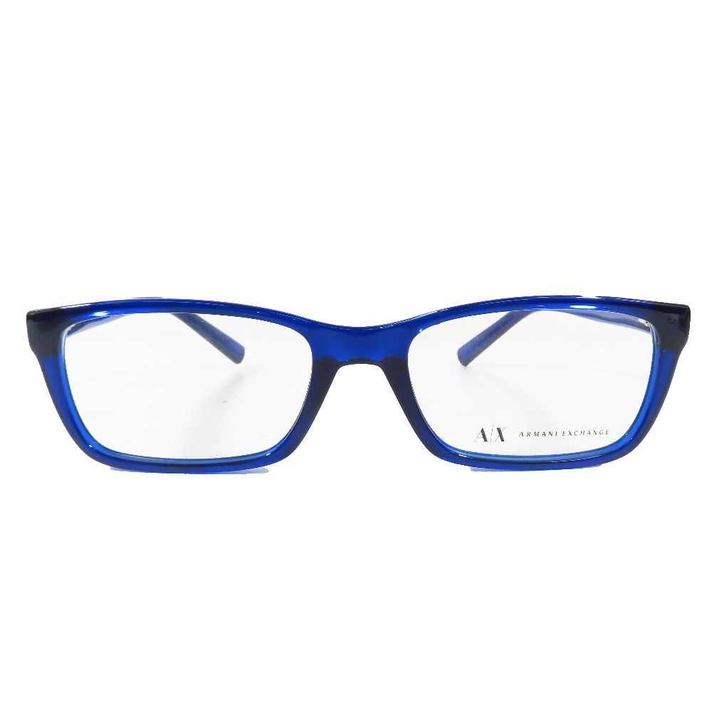 未使用 ARMANI EXCHANGE アルマーニエクスチェンジ AX 3007 8018 Marine Transparent メガネ サングラス デモレンズ 53□17 145 ブルー メンズ 古着 中古 USED