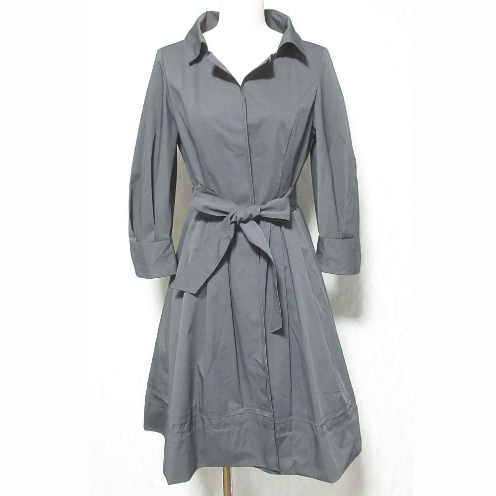 美品 FOXEY NEW YORK フォクシーニューヨーク ベルテッド ギャザーコート 26683 サイズ38 チャコールグレー レディース 古着 中古 USED