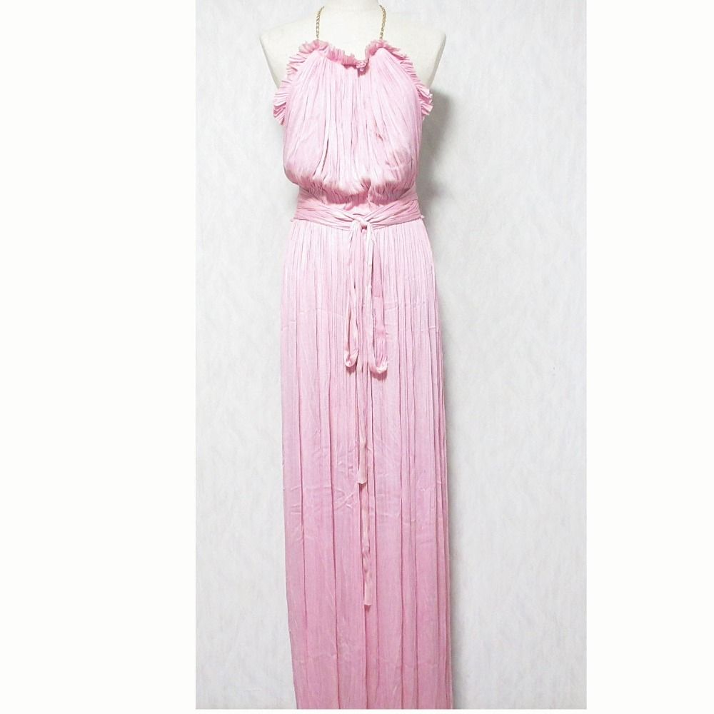 未使用 MARIA LUCIA HOHAN マリアルーシアホーハン SUMMER MAXI SL FOIL シルクドレス ワンピース サイズ38 ピンク レディース 古着 中古 USED