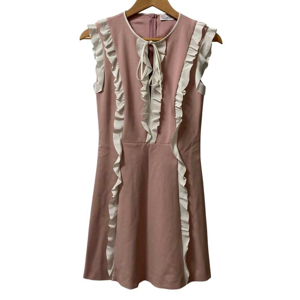 未使用 RED VALENTINO レッドヴァレンティノ フリル ノースリーブワンピース サイズ38 ピンク レディース 古着 中古 USED 10,801円