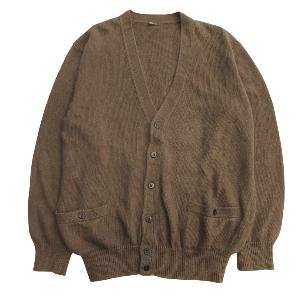 Papas パパス リネン カーディガン ニット セーター 無地 M 茶 ブラウン メンズ 古着 中古 USED
