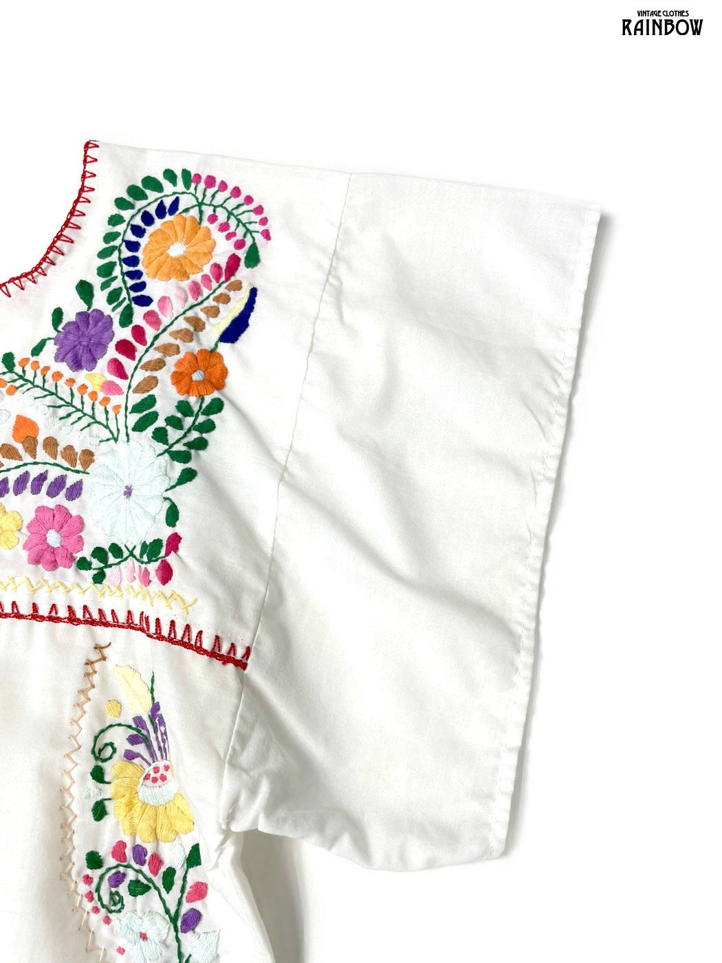 古着 メキシカン刺繍 スリット 花柄 コットン ロング丈 半袖 ワンピース 白 (otu2606094) 古着 メキシカン刺繍 スリット 花柄 コットン ロング丈 半袖 ワンピース 白 (otu2606094)