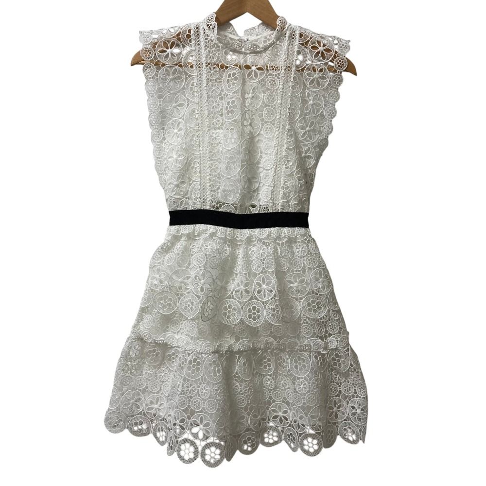 美品 Self-Portrait セルフポートレート Circle Floral Lace Tiered 