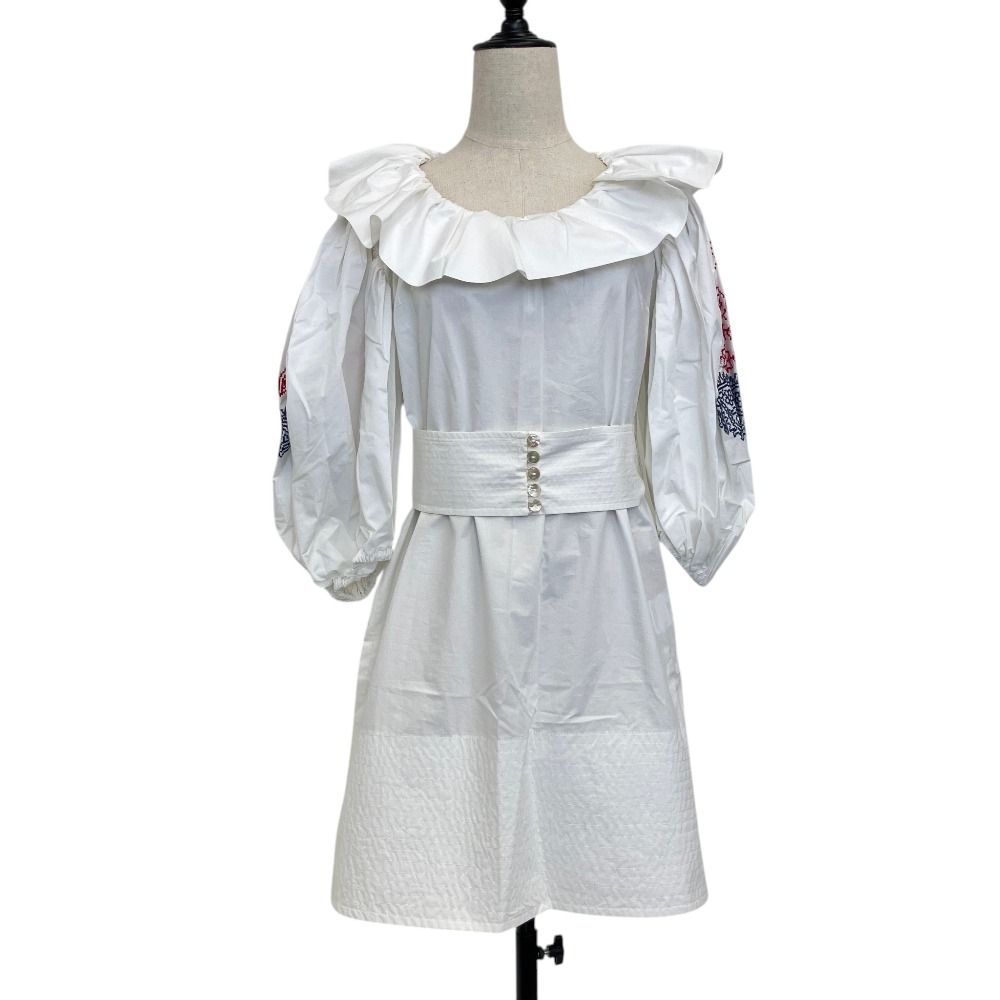 良品 Patou パトゥ VOLUME SLEEVES MINI DRESS ボリュームスリーブ ミニワンピース 36 ホワイト レディース 古着 中古 USED 24,493円