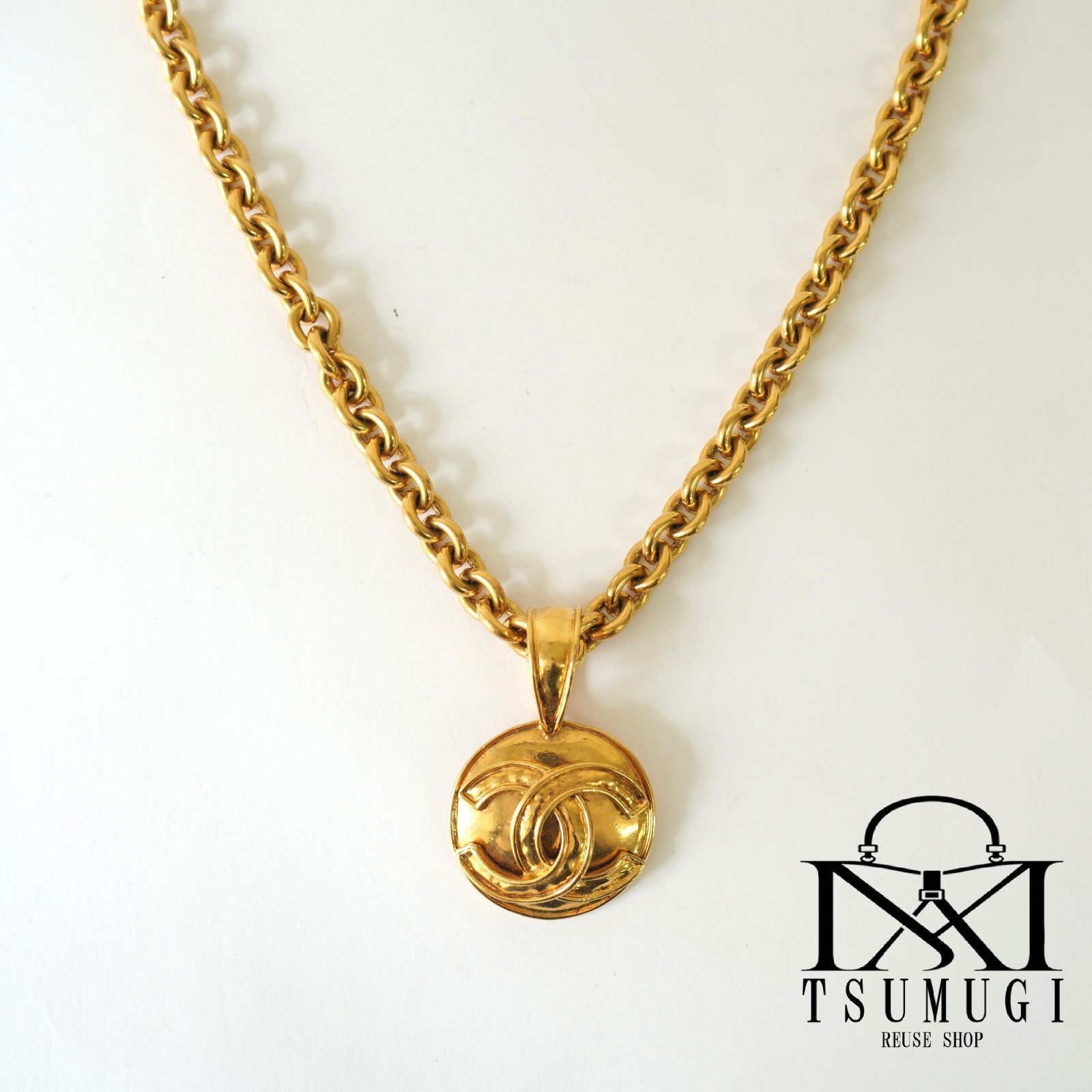 CHANEL シャネル ココマーク 94P ネックレス アクセサリー 丸型 GP ゴールド 2602-8