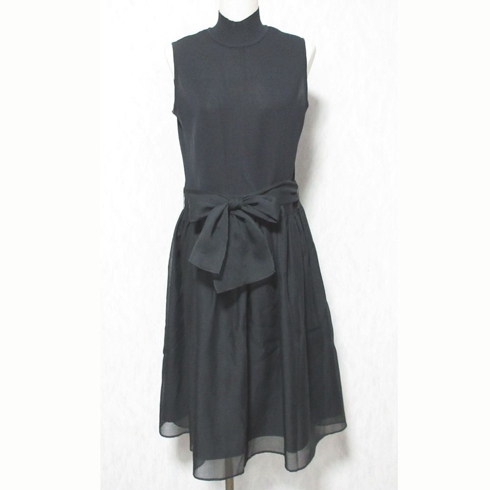 美品 25SS M'S GRACY エムズグレイシー ニットドッキング ベルテッド ノースリーブワンピース IT-511349 サイズ40 ブラック レディース 古着 中古 USED 7,749円