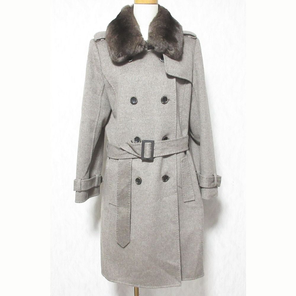 美品 DAISY LIN for FOXEY デイジーリン フォクシー ファー カシミヤ トレンチコート 31637 サイズ40 グレージュ レディース 古着 中古 USED 37,473円