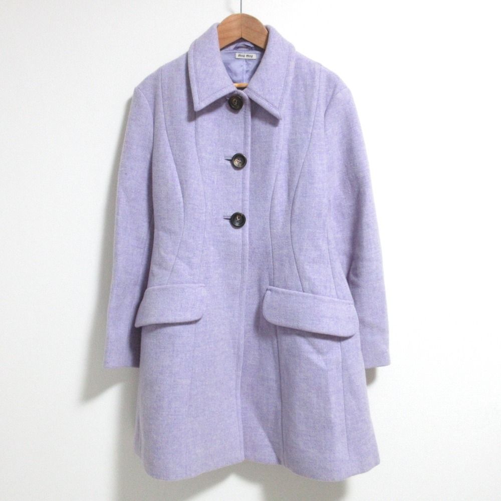 美品 miu miu ミュウミュウ ウール プリンセスコート 38サイズ パープル レディース 古着 中古 USED 26,426円