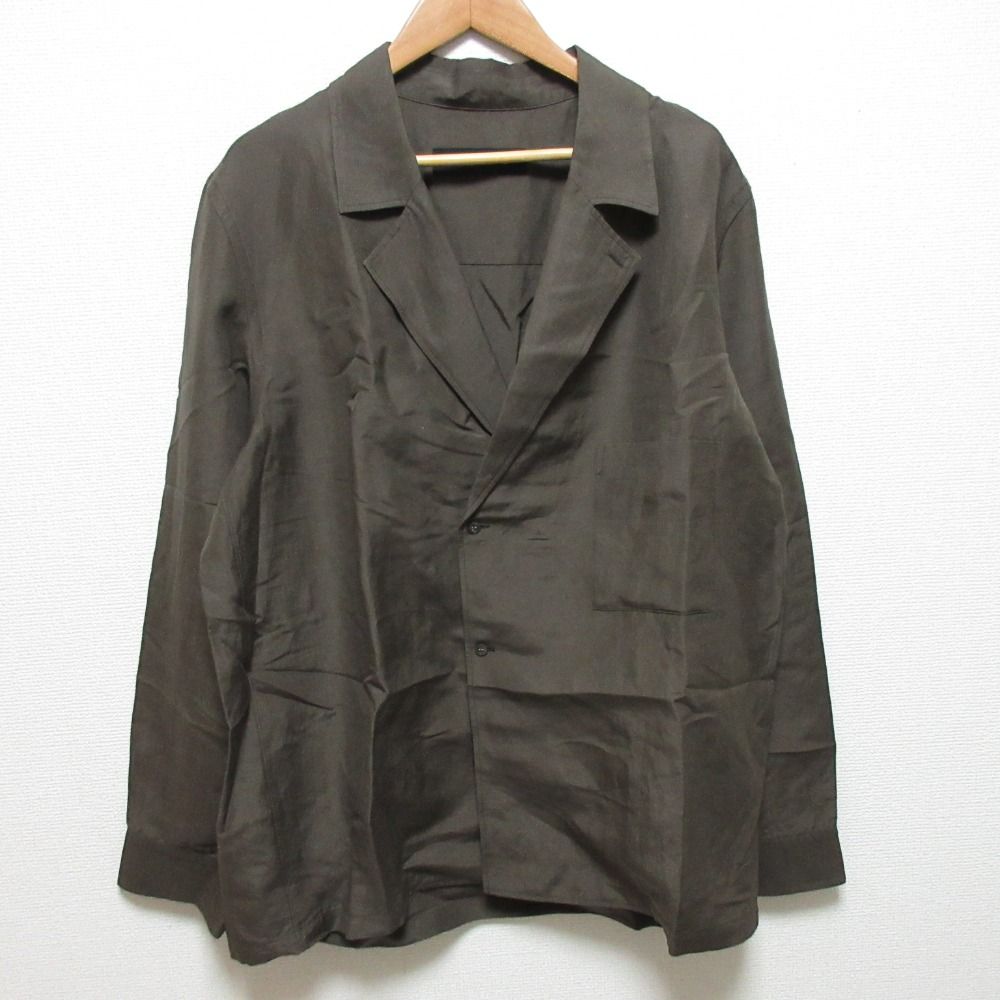 美品 26SS GALERIE VIE ギャルリーヴィー リネンキュプラシルクコンパクト シャツジャケット サイズF ブラウン メンズ 古着 中古 USED
