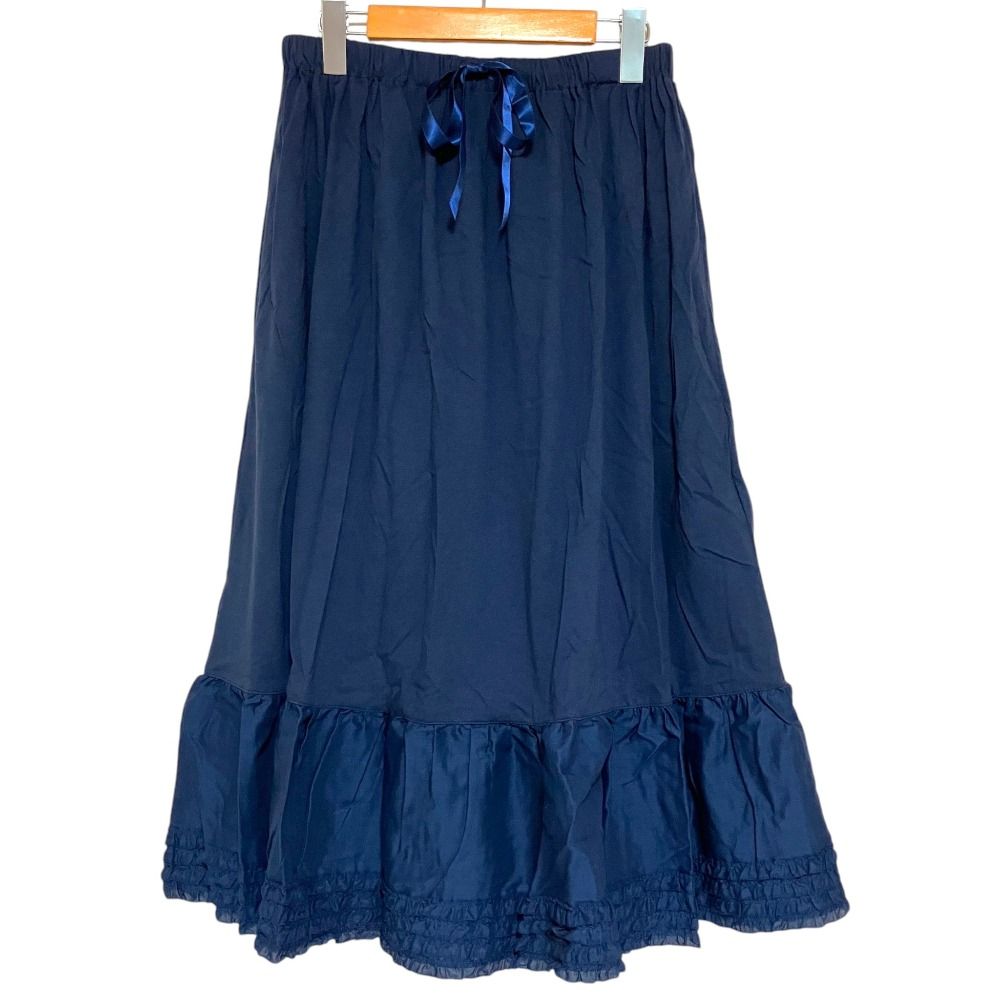 美品 PINK HOUSE ピンクハウス 裾4段ピコフリル ロングスカート A2141US120 ネイビー レディース 古着 中古 USED 11,325円