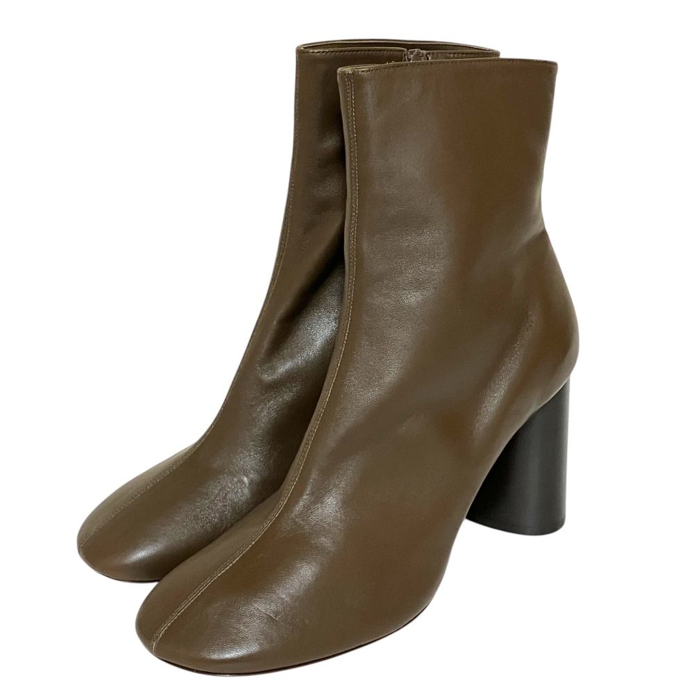 美品 CELINE セリーヌ フィービー期 レザー チャンキーヒール アンクルブーツ ショートブーツ サイズ38.5 25.5cm ダークブラウン レディース 古着 中古 USED