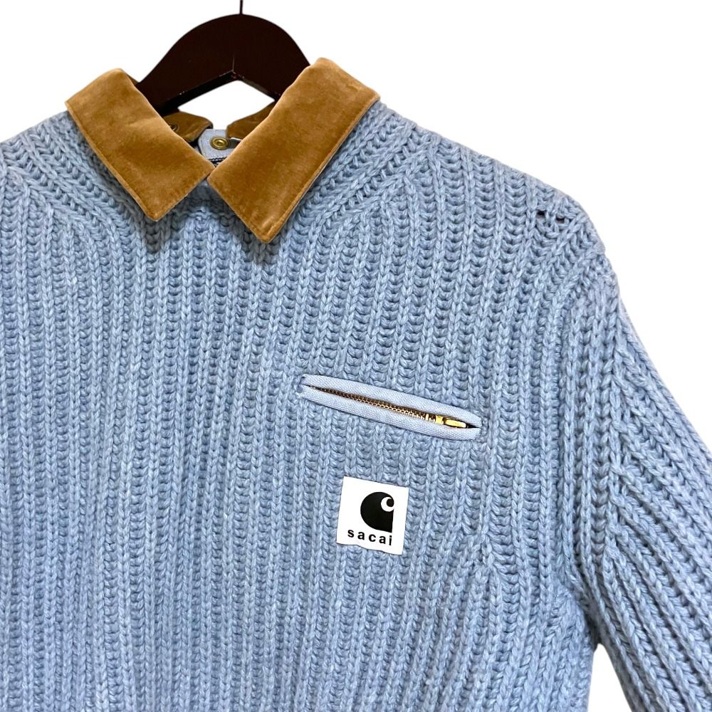 良品 23AW Sacai サカイ カーハート Knit Pullover Detroit クロップド