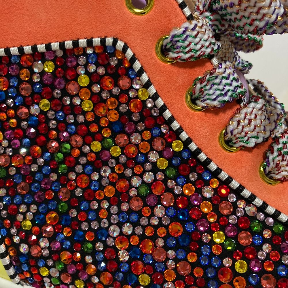 新品同様 CHRISTIAN LOUBOUTIN クリスチャンルブタン ルイス スワロフスキー ハイカットスニーカー 39 26cm相当 マルチカラー メンズ レディース 古着 中古 USED