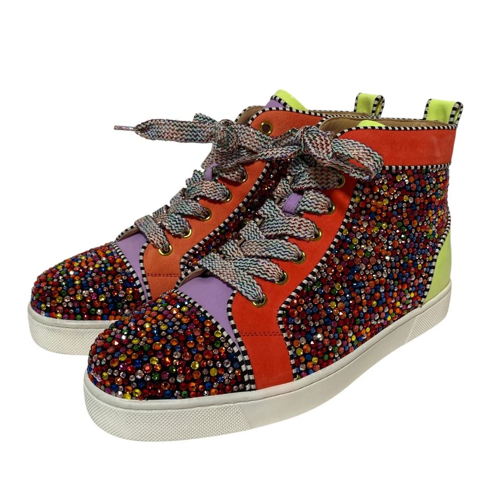 新品同様 CHRISTIAN LOUBOUTIN クリスチャンルブタン ルイス スワロフスキー ハイカットスニーカー 39 26cm相当 マルチカラー メンズ レディース 古着 中古 USEDスニーカー