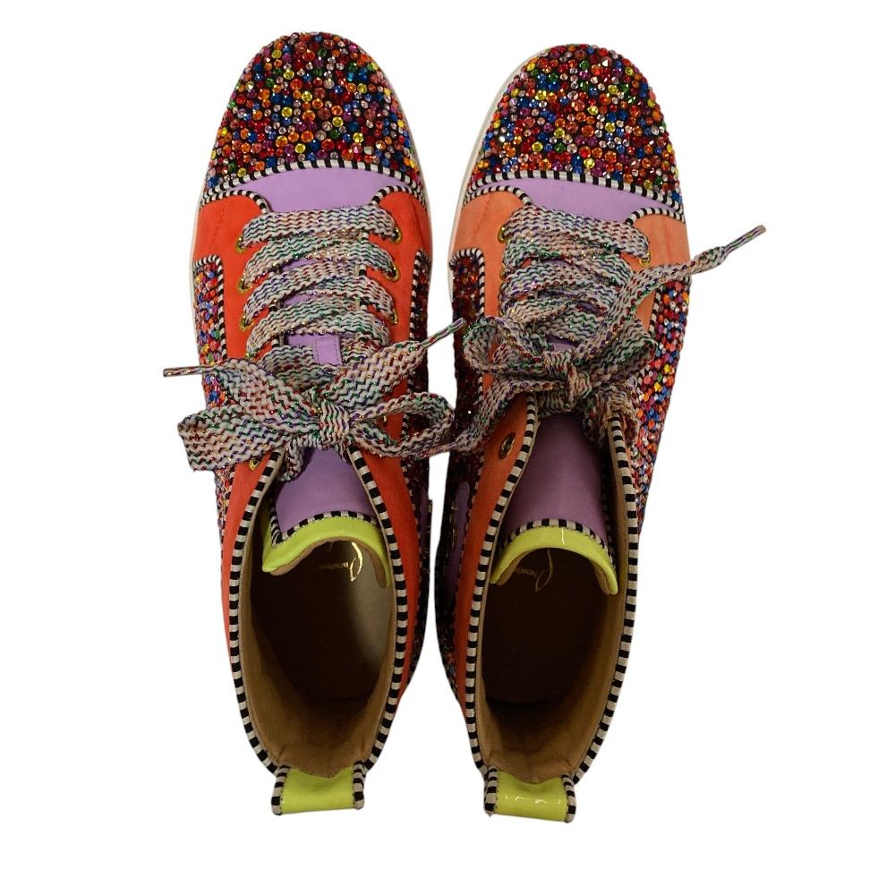 新品同様 CHRISTIAN LOUBOUTIN クリスチャンルブタン ルイス スワロフスキー ハイカットスニーカー 39 26cm相当 マルチカラー メンズ レディース 古着 中古 USED