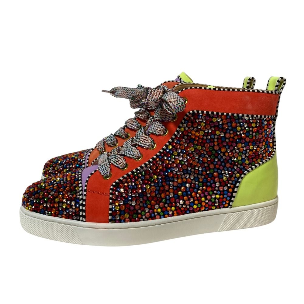 新品同様 CHRISTIAN LOUBOUTIN クリスチャンルブタン ルイス スワロフスキー ハイカットスニーカー 39 26cm相当 マルチカラー メンズ レディース 古着 中古 USED