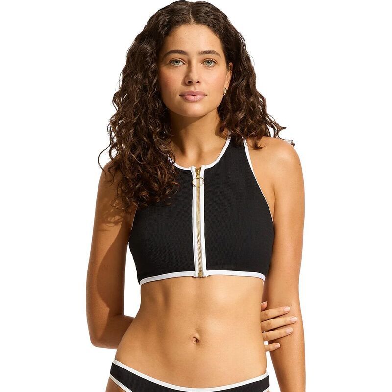 シーフォリー レディース 水着 トップのみ Seafolly Zip Front Tank Top Womens Black ブラック