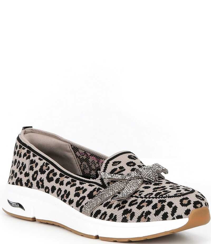 スケッチャーズ レディース シューズ パンプス Skechers x Martha Stewart Womens Arch Fit Living Leopard Bow Skimmer Flats L