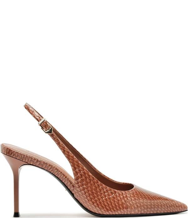 シュッツ レディース シューズ ヒール プリント レザー Schutz Paola Snake Printed Leather Slingback Pointed Toe Dress Pumps Mi