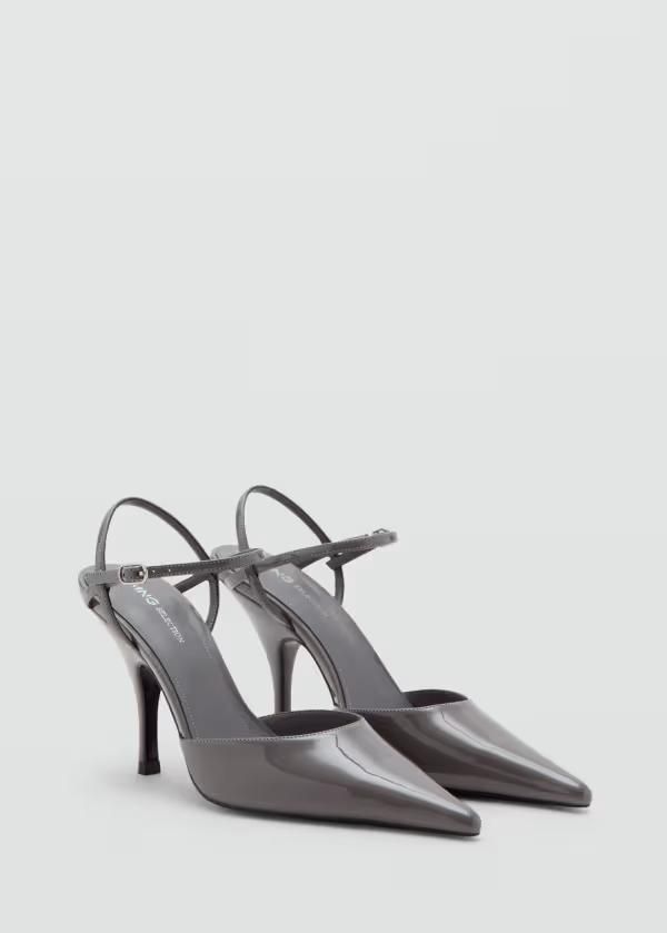 マンゴ レディース シューズ ヒール Mango sling back shoes with cross strap heel Gray グレー 20,610円