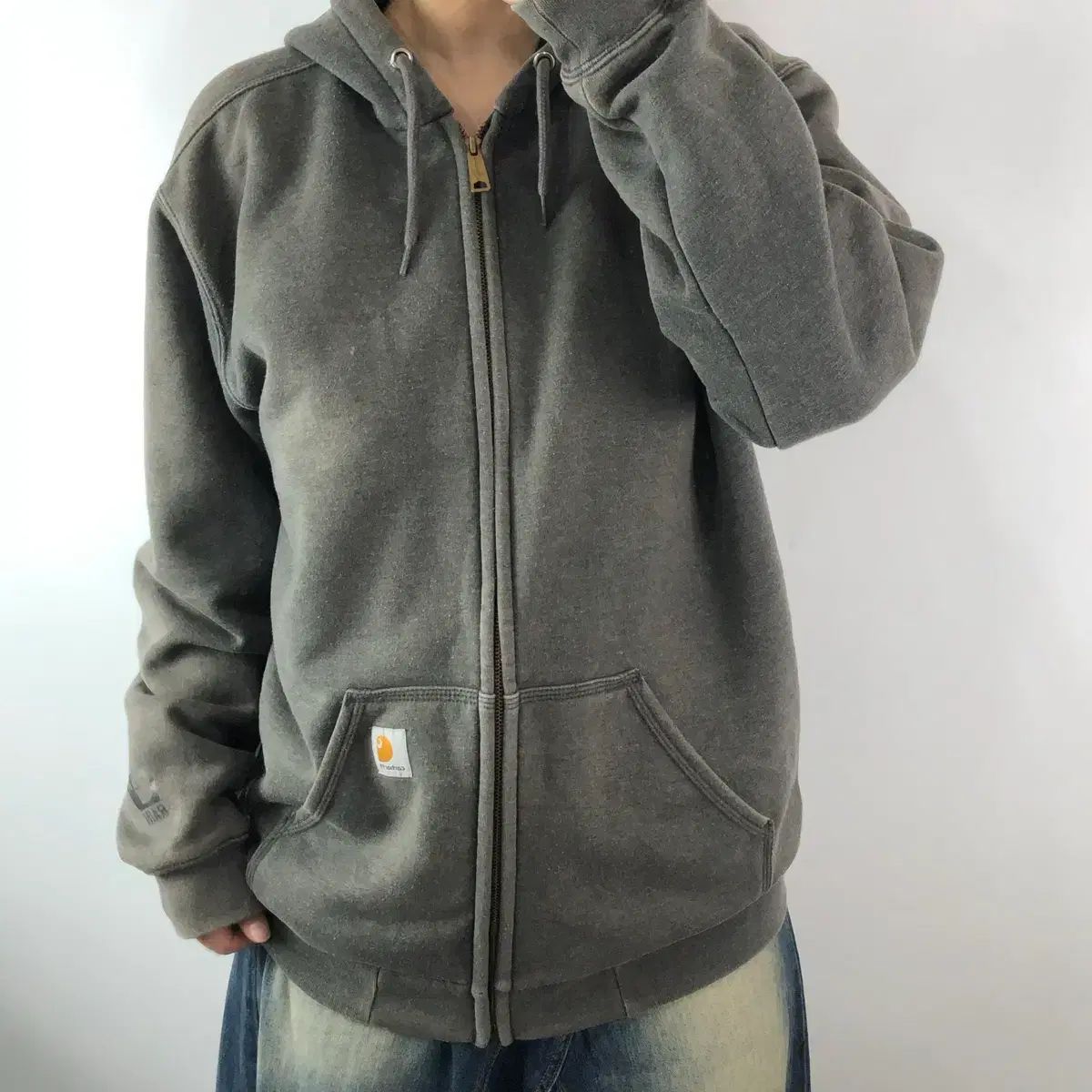 M Carhartt カーハート サーマル グレー フードジップアップ