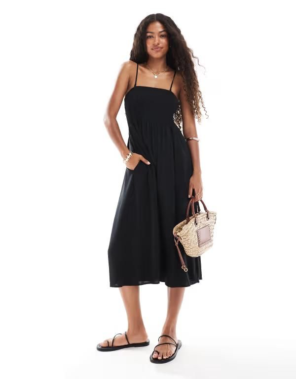 ヴェロモーダ レディース トップス ワンピース アンクル Vero Moda Easy shirred cami ankle dress Black ブラック 15,584円