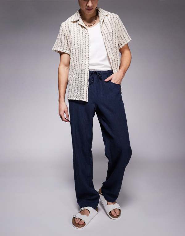 エイソス メンズ ボトムス カジュアルパンツ パンツ ASOS DESIGN baggy pants with drawstring Black ブラック