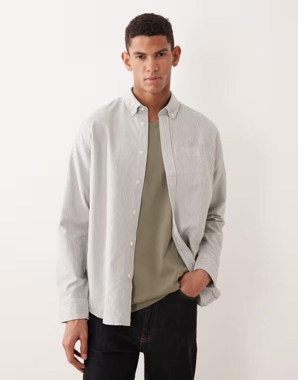 セレクティッド メンズ トップス シャツ オックスフォード Selected oxford shirt in dark green stripe Forest Night フォレスト 22,960円