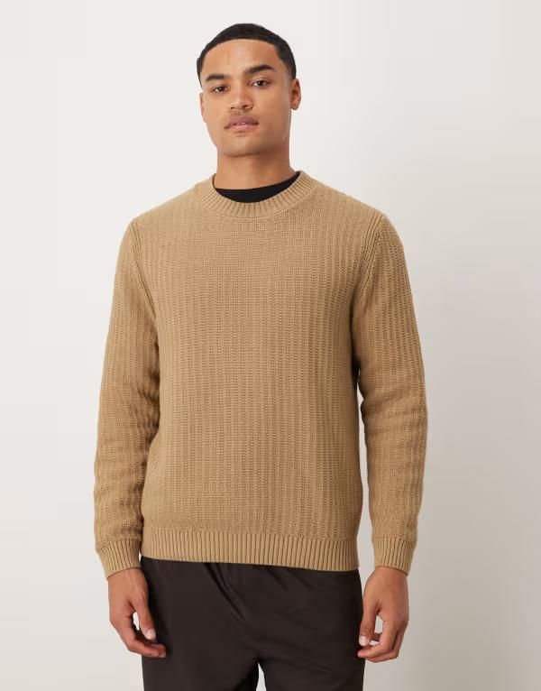 マンゴ メンズ アウター ニット・セーター セーター Mango round neck sweater BEIGE ベージュ